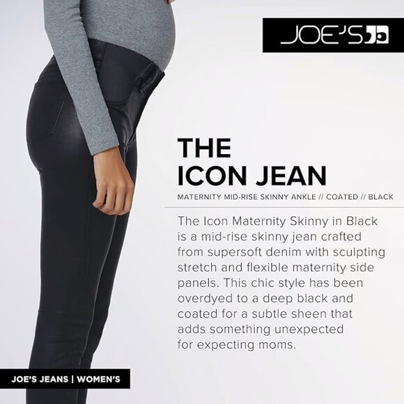 NWOT Joe's Jeans Womens The Icon Ankle Maternity 28 Black Sheen - Picture 3 of 4